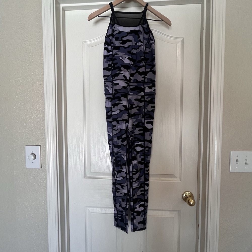 Camo Jumpsuit Womens Medium Bodycon One Piece Sleeveless Stretch Lounge